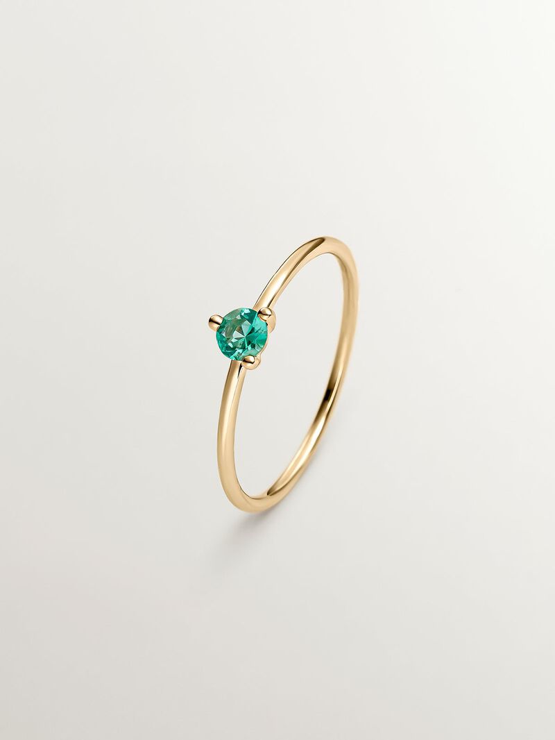 9K Yellow Gold Ring with Green Emerald image number 0