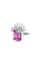 Piercing en or blanc 18 Kt avec pierre saphir rose et diamants, J05102-01-PS-H-18