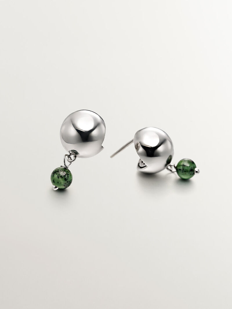 925 silver earrings with green jaspe image number 4