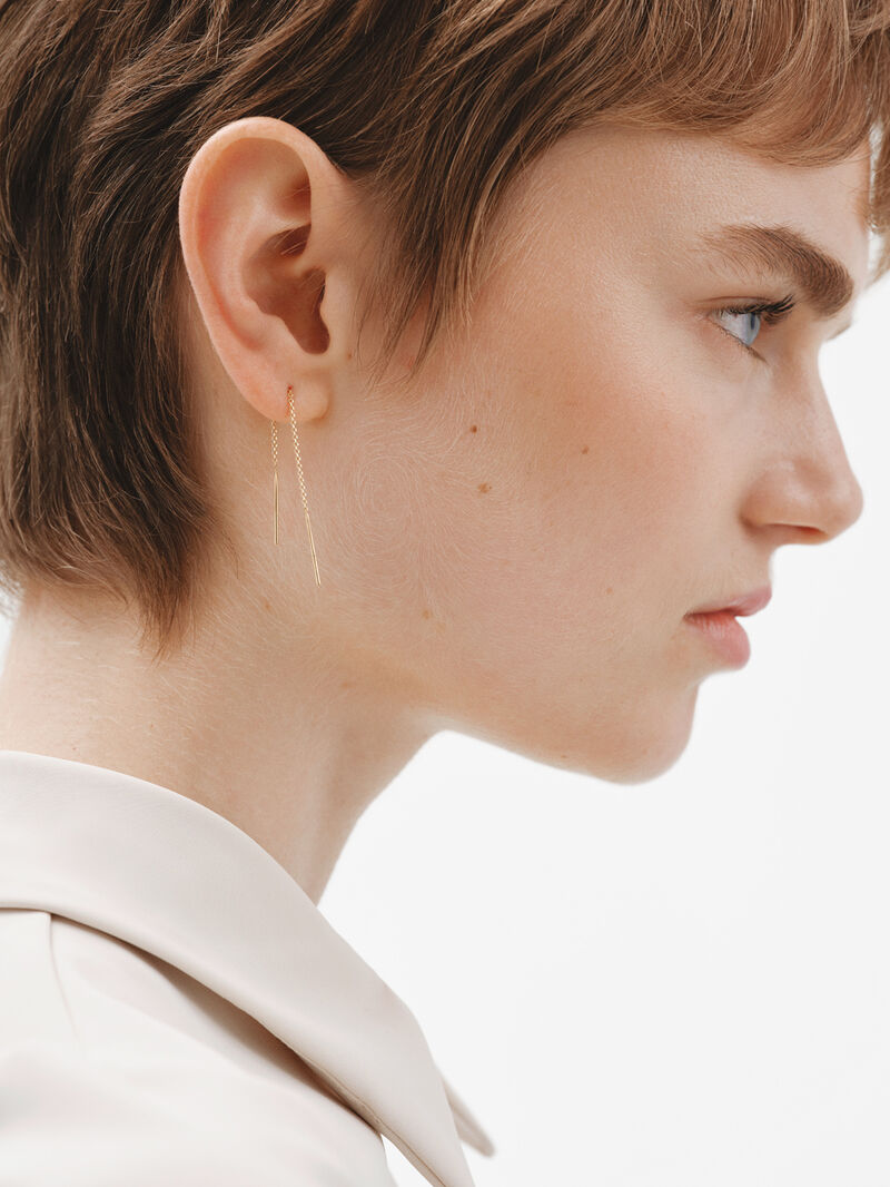 Long 925 silver chain earrings bathed in 18K yellow gold. image number 3