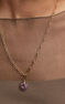 Collar motivo amatista plata recubierta oro , J04757-02-AM