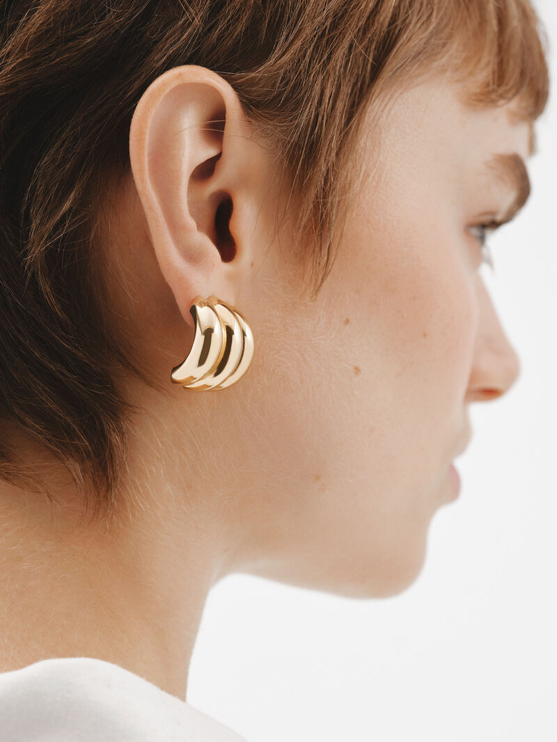 18K yellow gold plated 925 silver triple hoop earrings image number 3