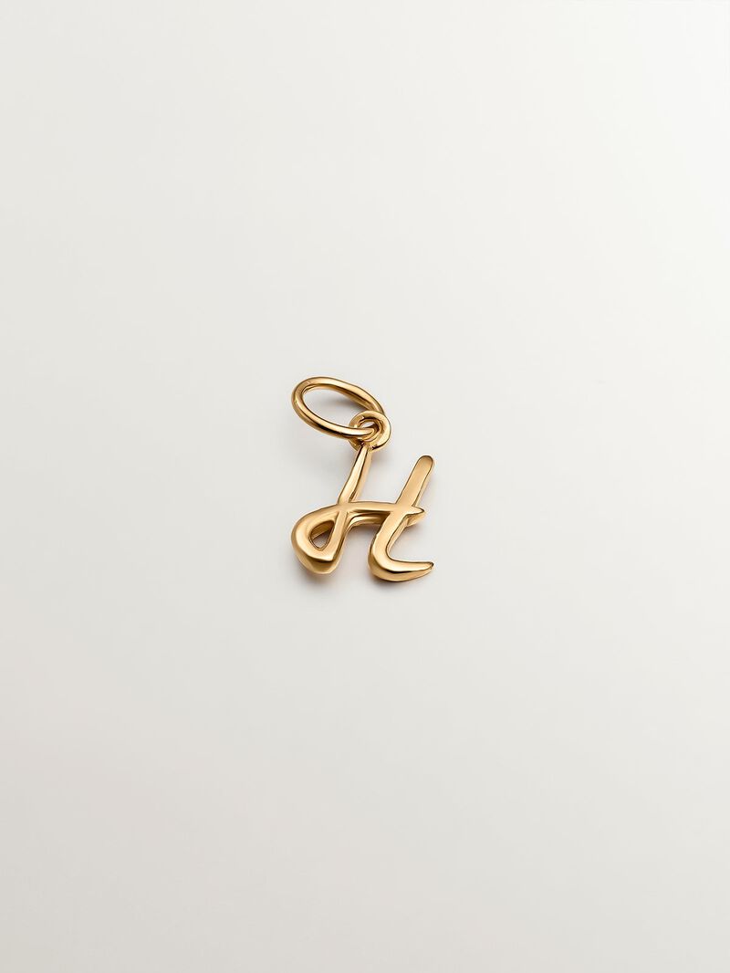 925 Silver charm bathed in 18K yellow gold with initial H image number 0