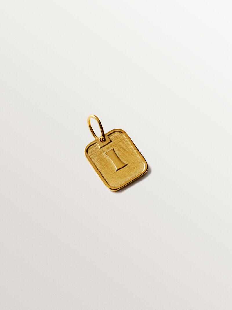 925 silver charm bathed in 18k yellow gold with number 1 image number 0