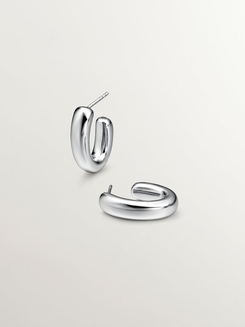 Silly Silver Oval Aro Earrings 925 image number 2