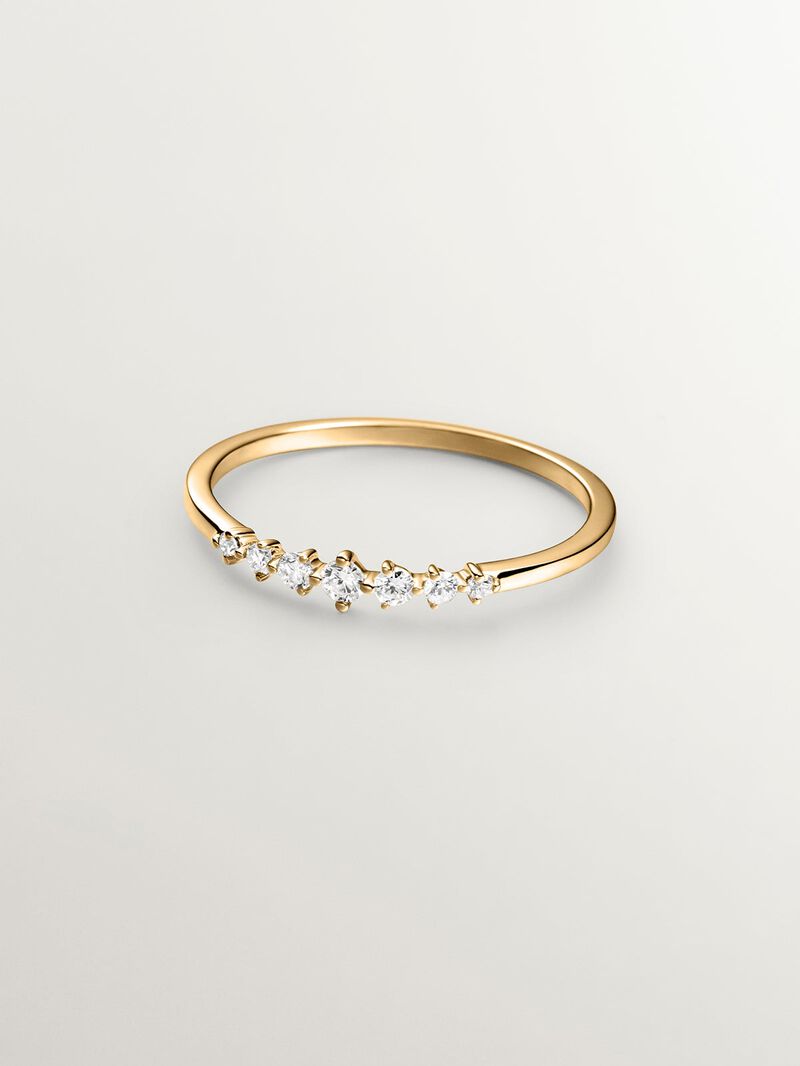 18K yellow gold ring with brilliant cut diamonds image number 2