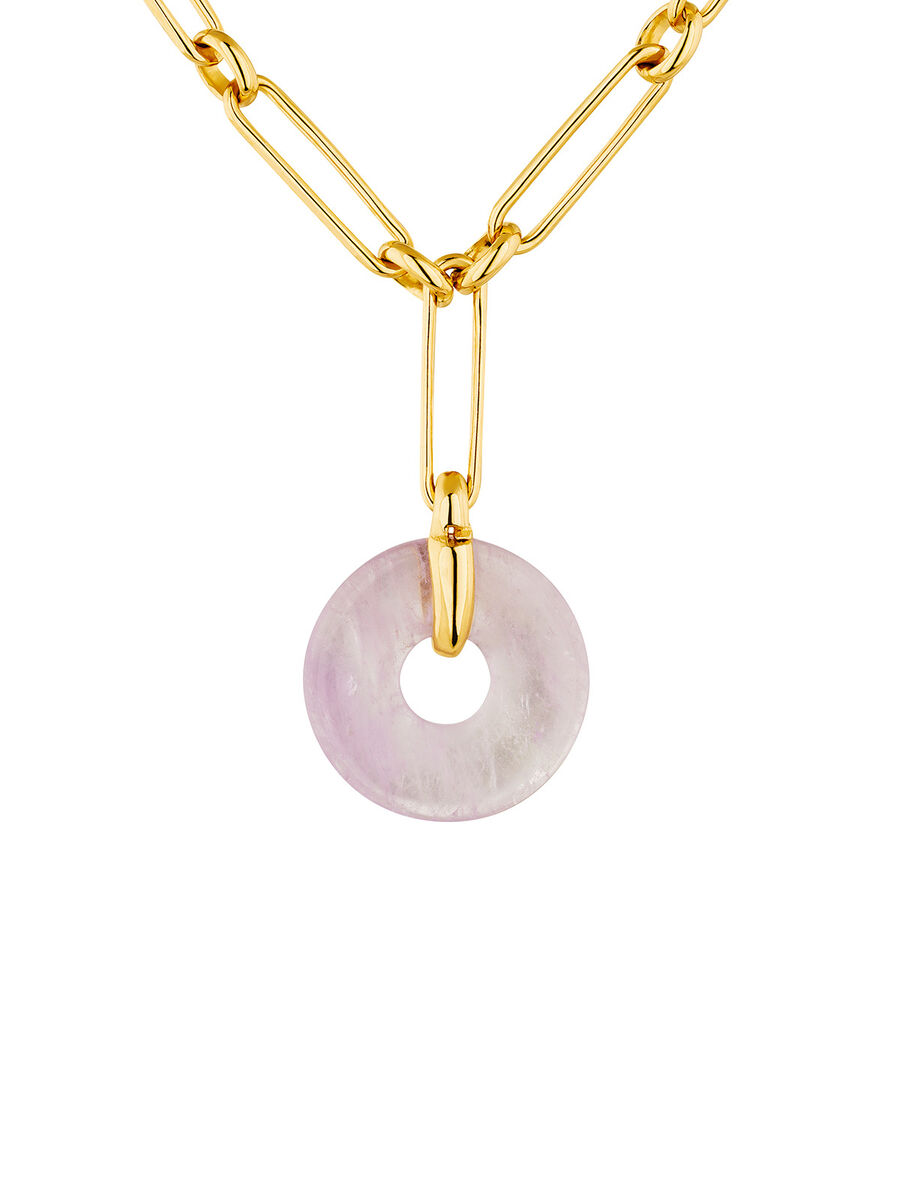 Gold plated silver amethyst motif necklace , J04757-02-AM, mainproduct