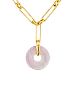 Gold plated silver amethyst motif necklace , J04757-02-AM, mainproduct