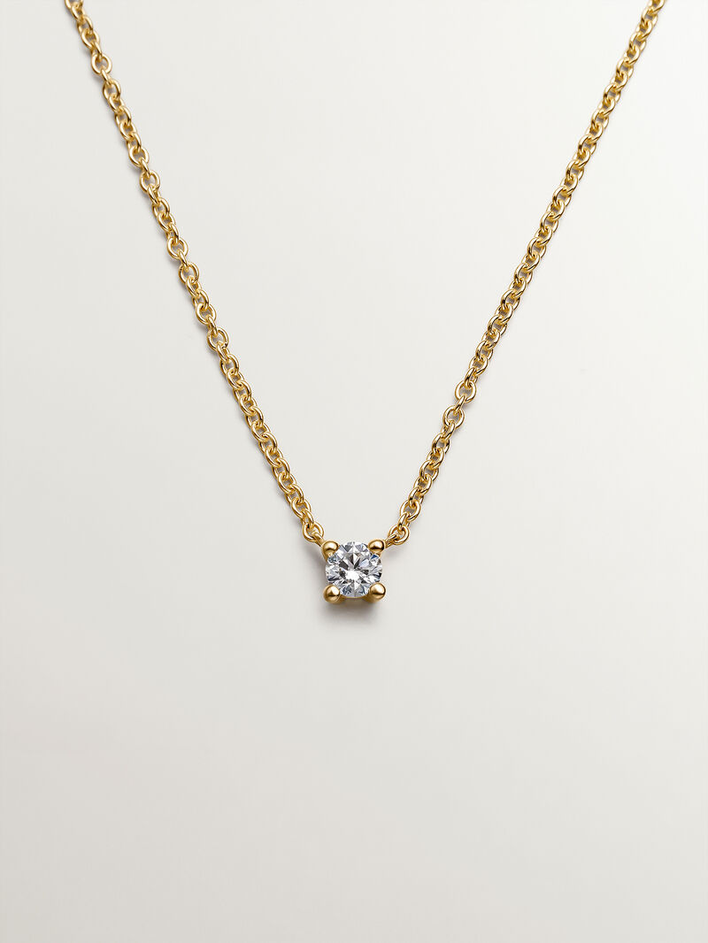 18K yellow gold pendant with 0.1 ct diamond image number 0