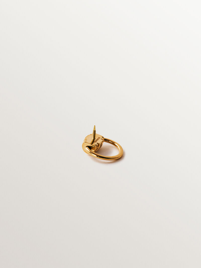18K yellow gold single hoop piercing with pavé diamonds image number 2