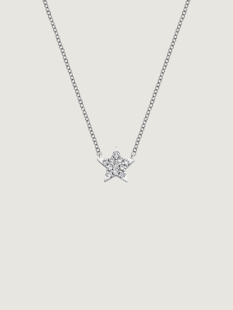18K white gold pendant with diamond star image number 0