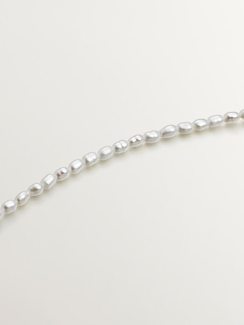 River pearl bracelet with 925 silver lotus flower coated in 18K yellow gold. image number 4