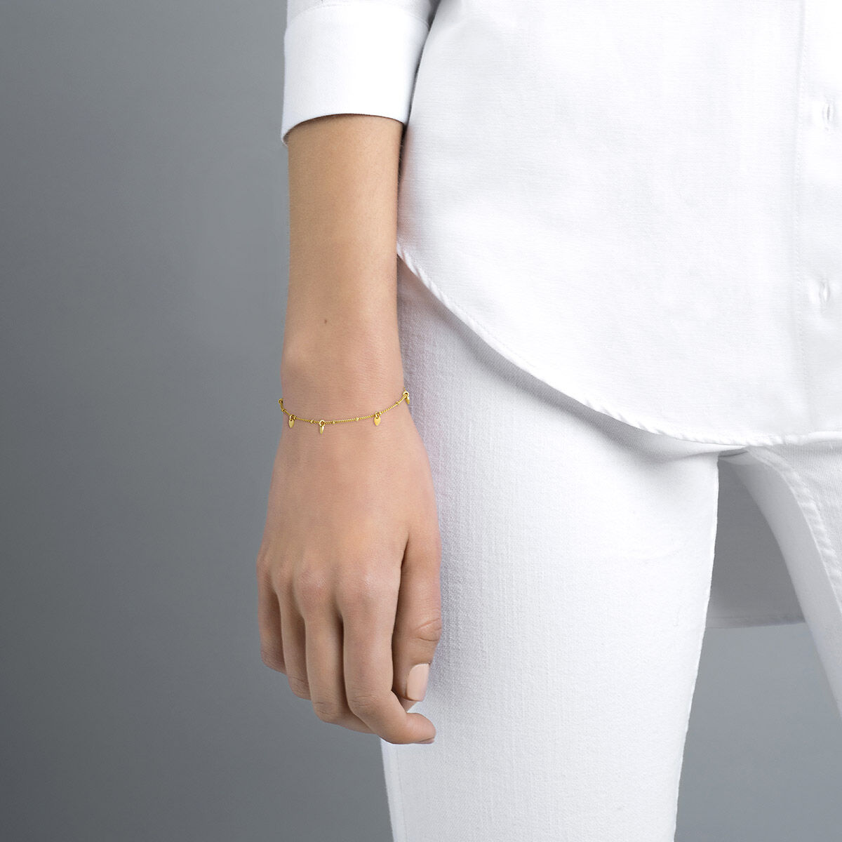 Pulsera hojas plata recubierta oro , J04820-02, hi-res