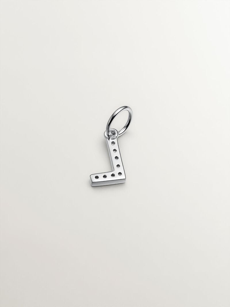 925 Silver Charm and White Topaz Initial L image number 2