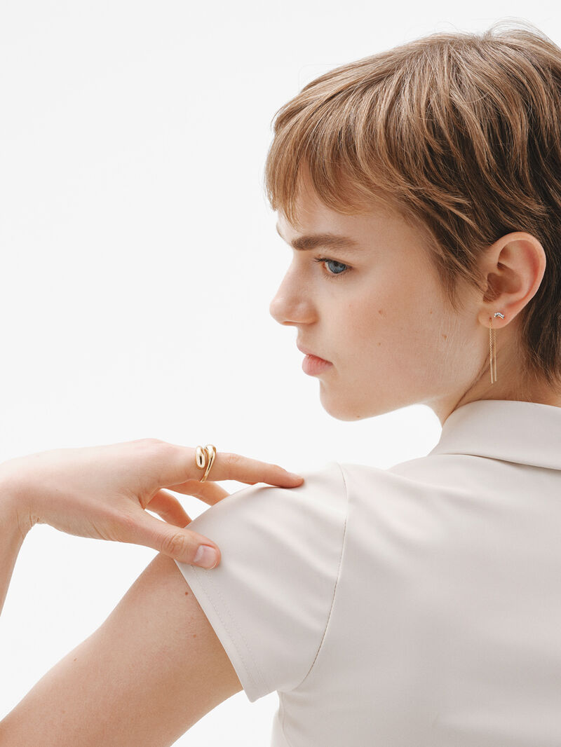 You and Me ring made of 925 silver, bathed in 18K yellow gold with a domed spiral shape. image number 5
