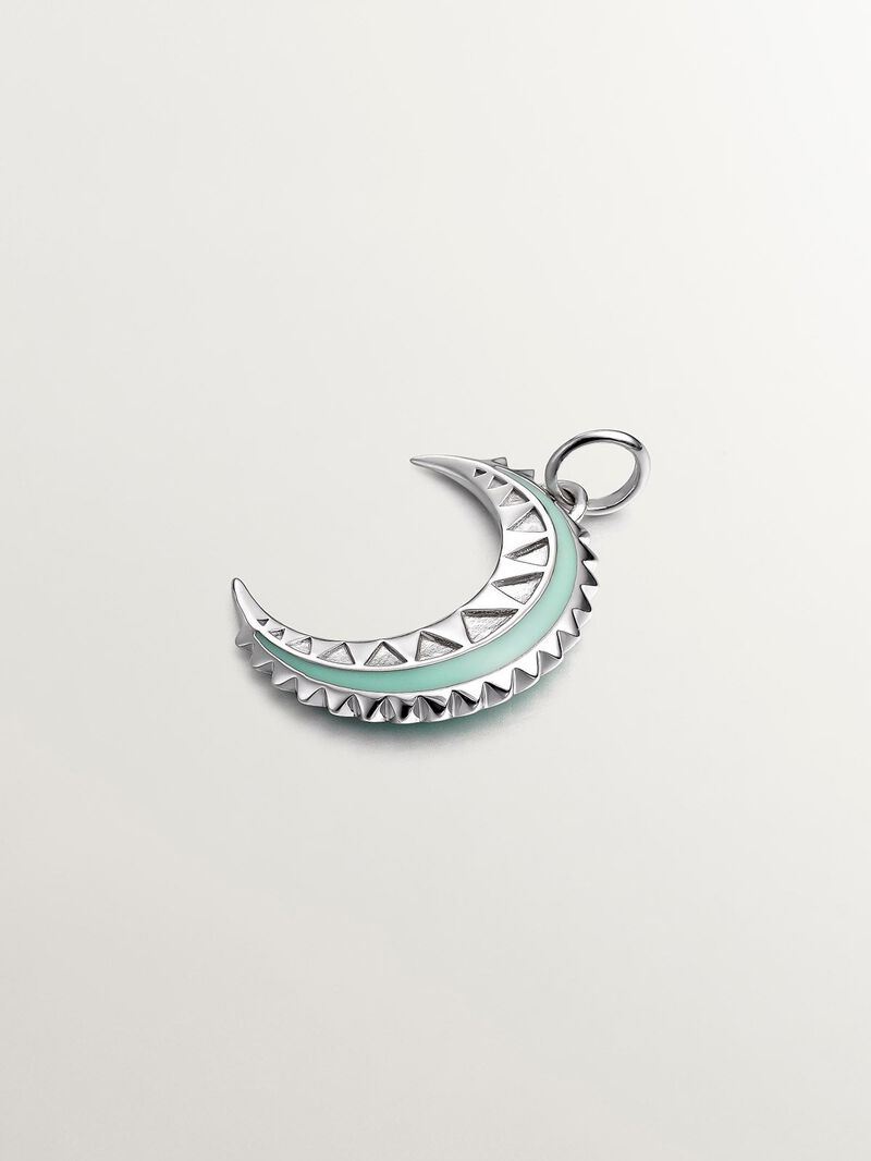 925 silver charm with purple ames, green enamel and moon shape image number 2