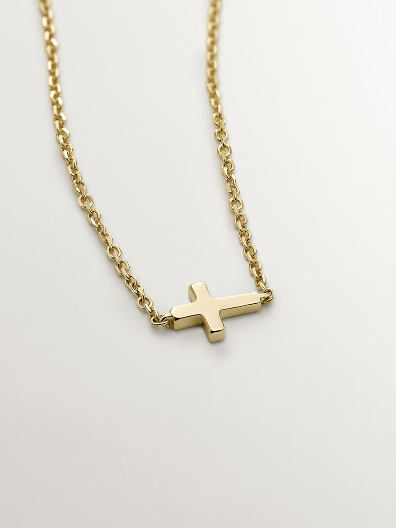 9K Yellow Gold Chain with Cross image number 2