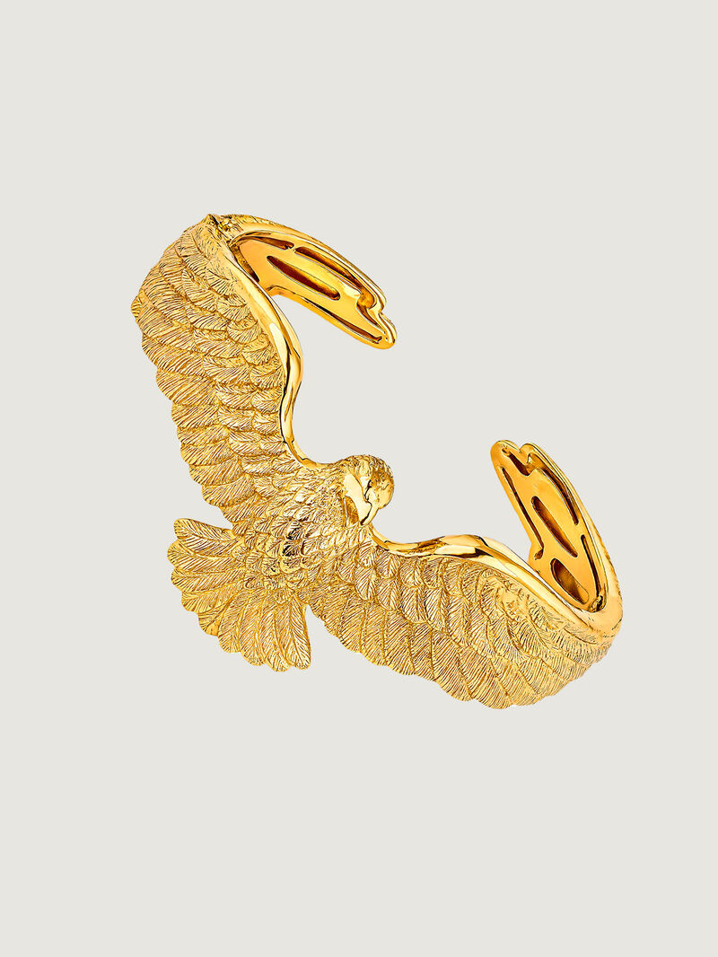 925 Silver bracelet dipped in 18K yellow gold with an eagle shape. image number 0