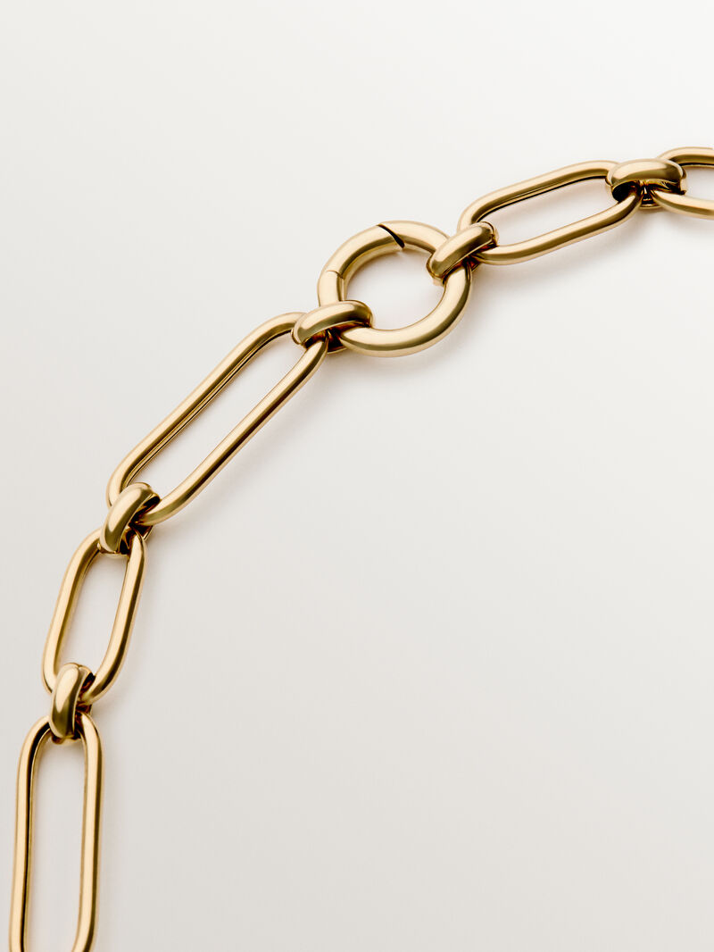 18K yellow gold plated 925 silver chain with rectangular links image number 2