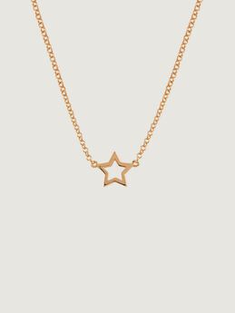 Collier étoile creuse argent plaqué or rose , J00659-03,hi-res