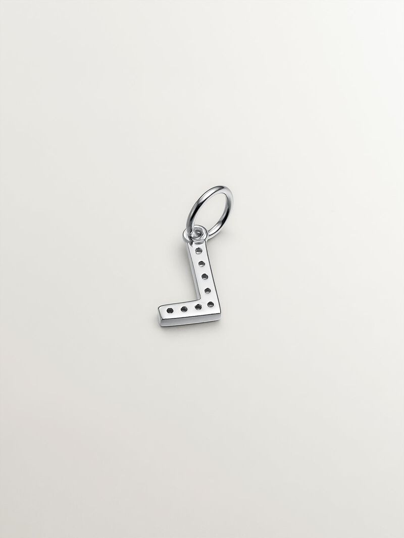 925 Silver Charm and White Topaz Initial L image number 2