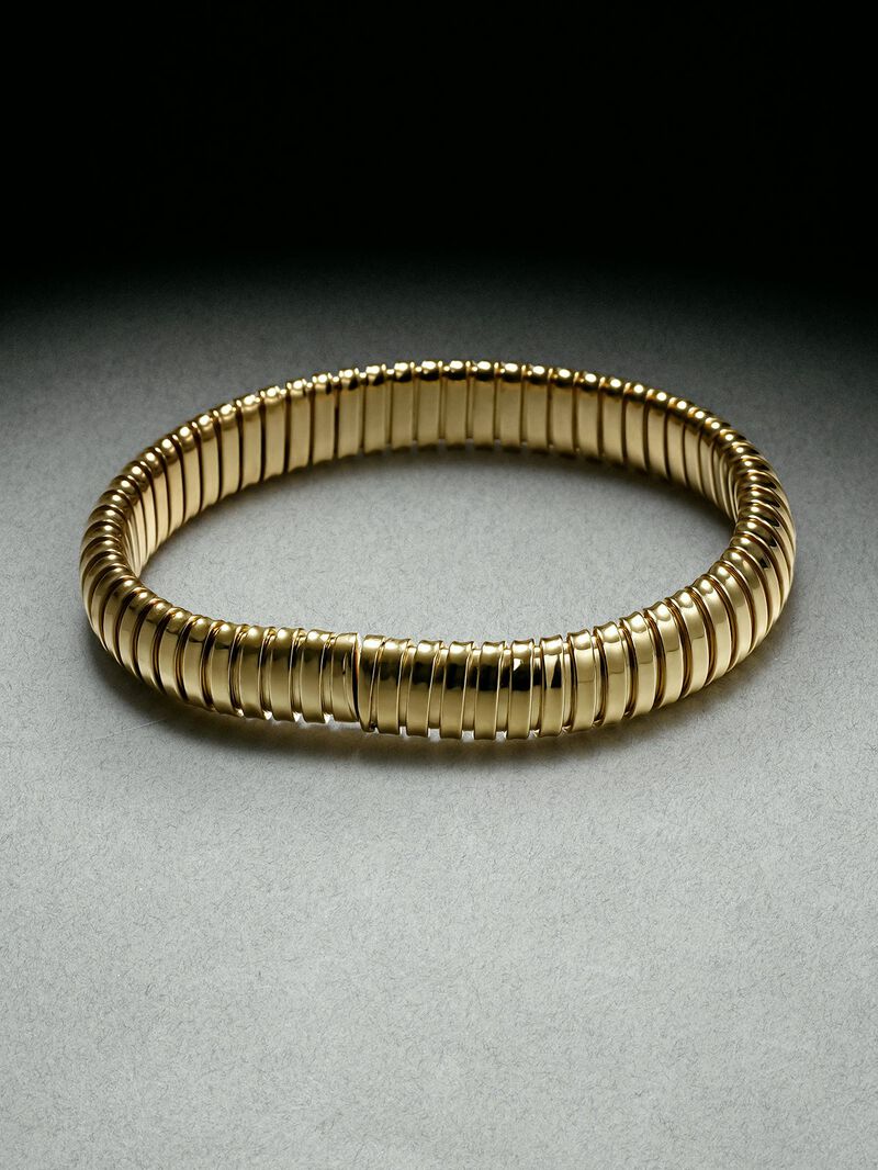 Tubogas S bracelet in 925 sterling silver plated with 18K yellow gold image number 4