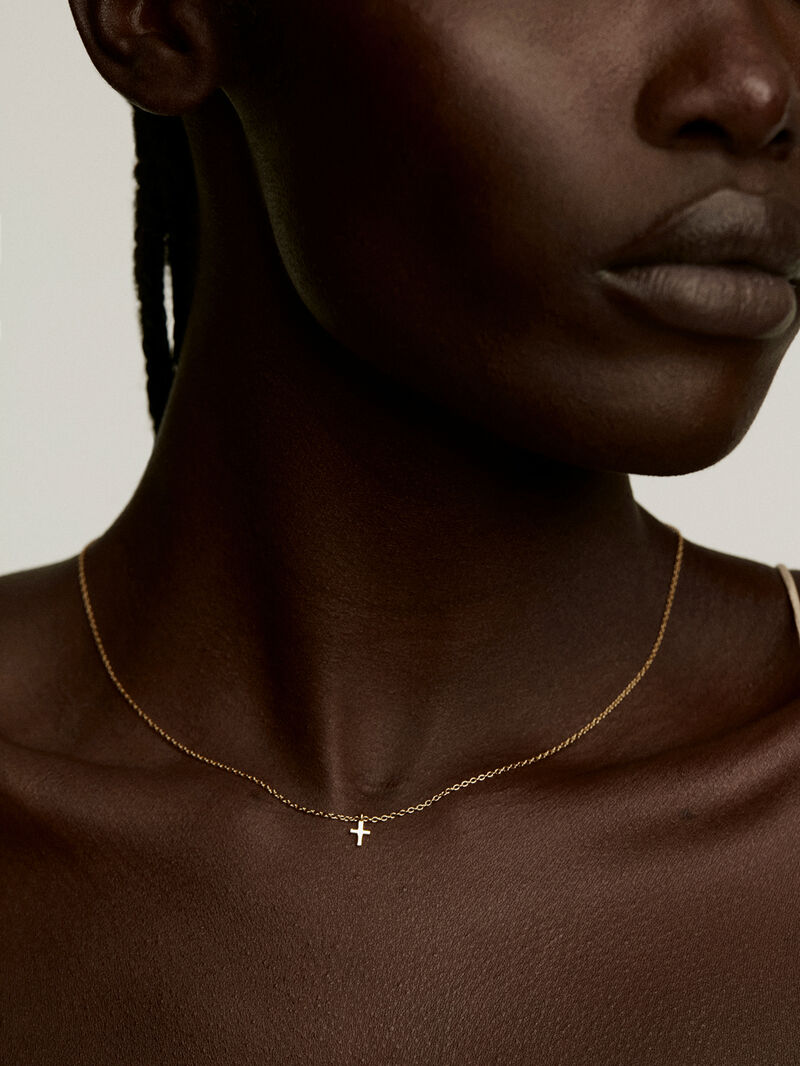 925 silver pendant, dipped in 18K yellow gold with a cross. image number 1