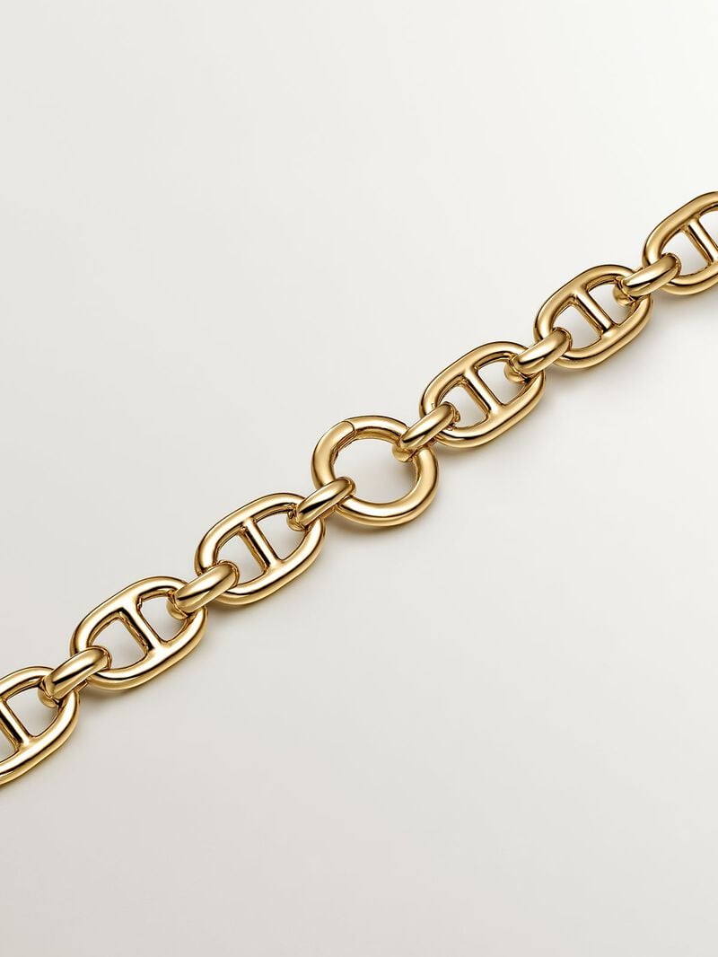 Round 925 silver carabiner coated in 18K yellow gold. image number 6