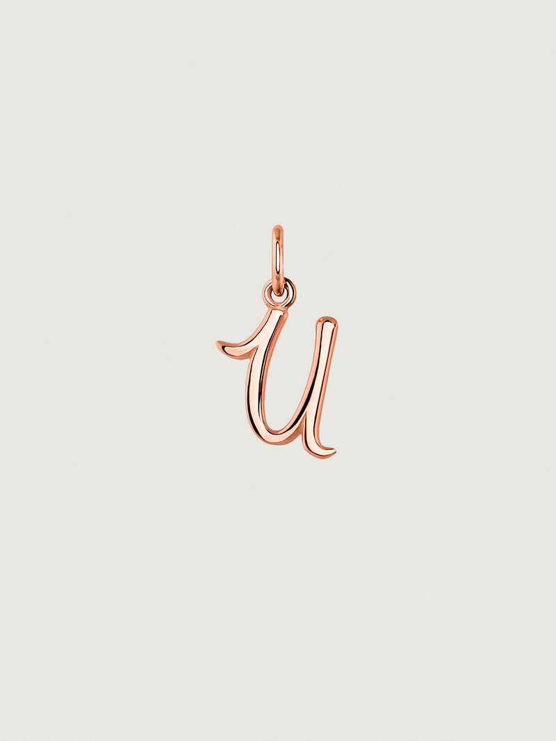 18K Rose Gold Plated 925 Silver Charm with Initial U image number 0