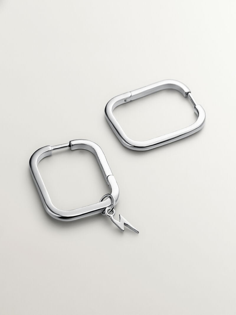 Large 925 Silver Square Hoop Earrings image number 7