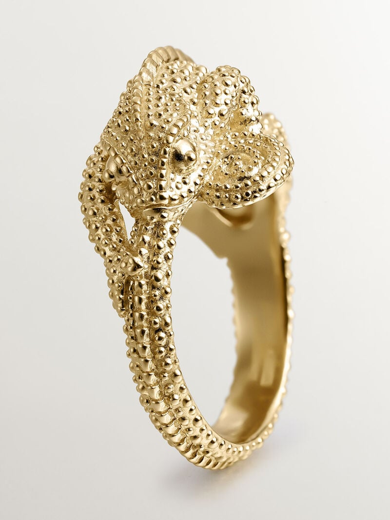 925 silver ring bathed in 18k yellow gold with small chameleon image number 4