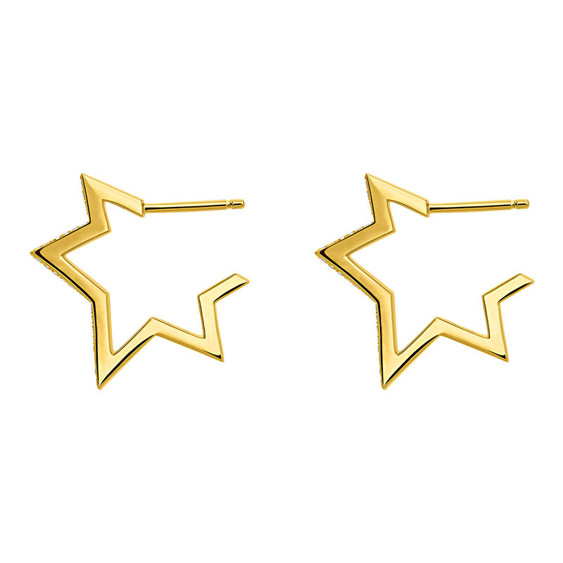 Boucles d'oreilles petite étoile argent plaqué or avec topazes , J03635-02-WT, mainproduct