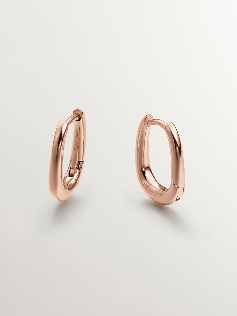 18K rose gold plated 925 silver thick hoop earrings image number 2
