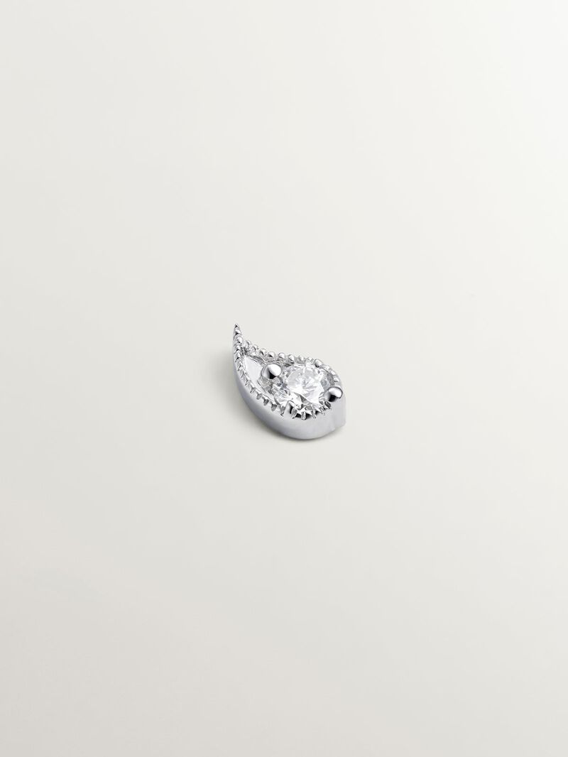 18K white gold piercing with diamonds and teardrop shape. image number 0