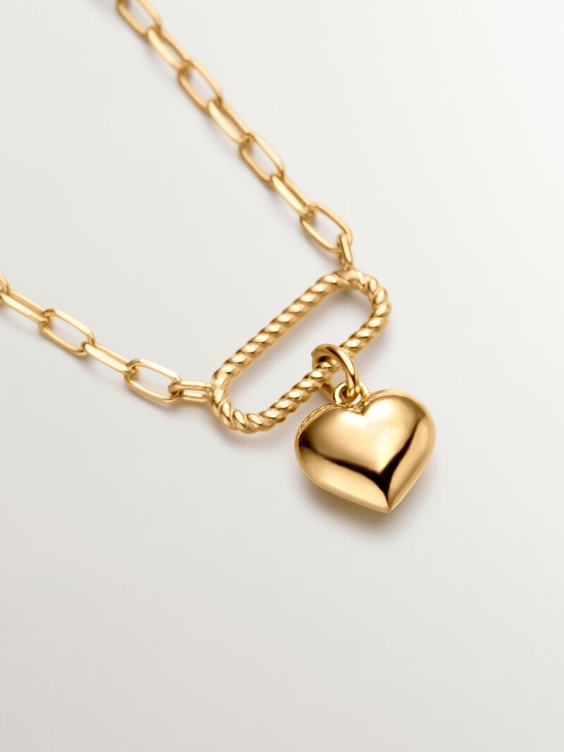 925 Silver Silver Link Collar in 18k yellow gold with a heart image number 2