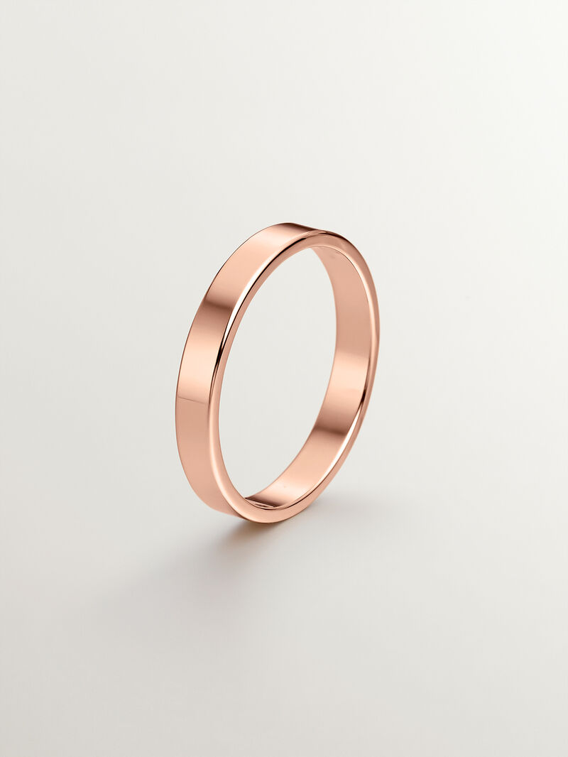 3mm flat 18k rose gold wedding band image number 0