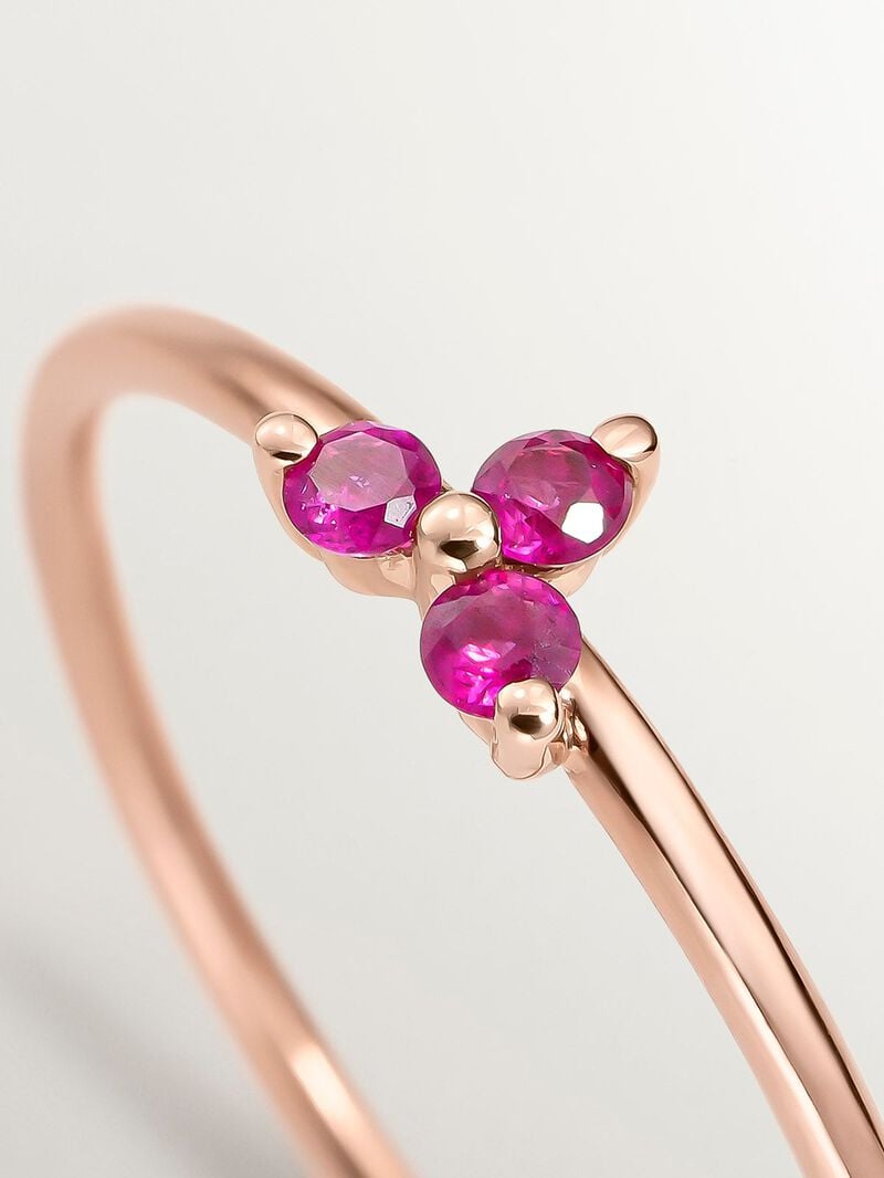 9K Rose Gold Ring with Ruby Clover image number 4