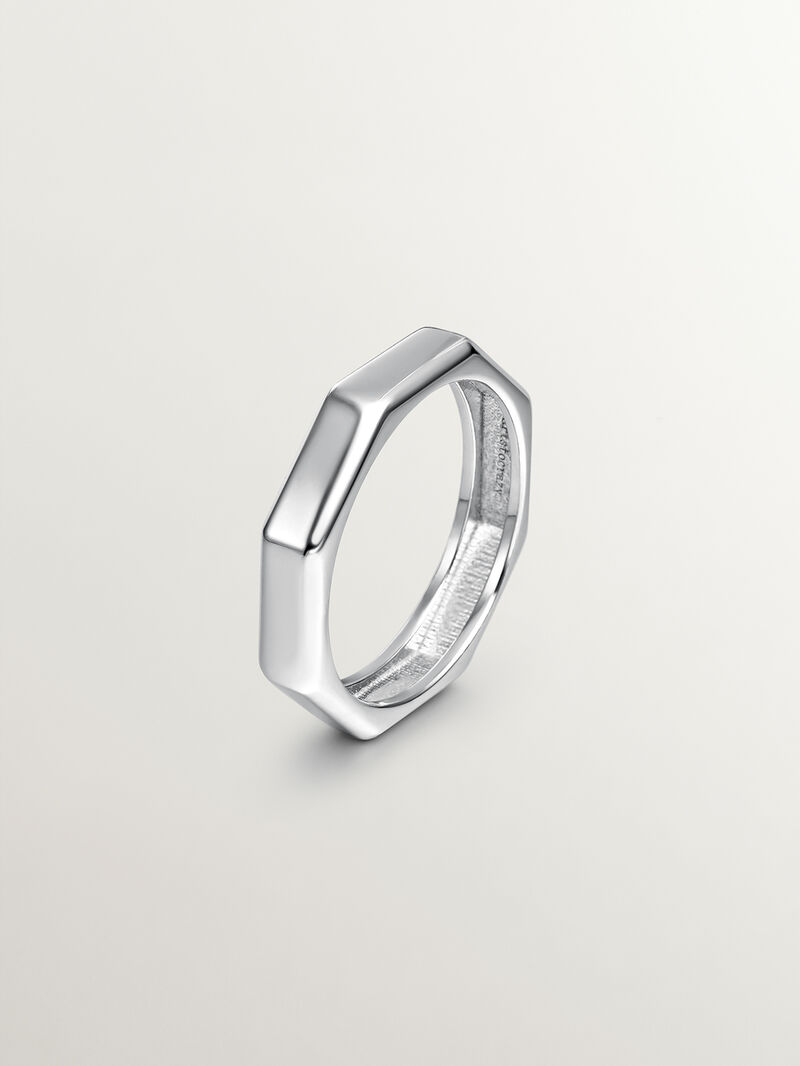925 silver ring with geometric texture image number 0