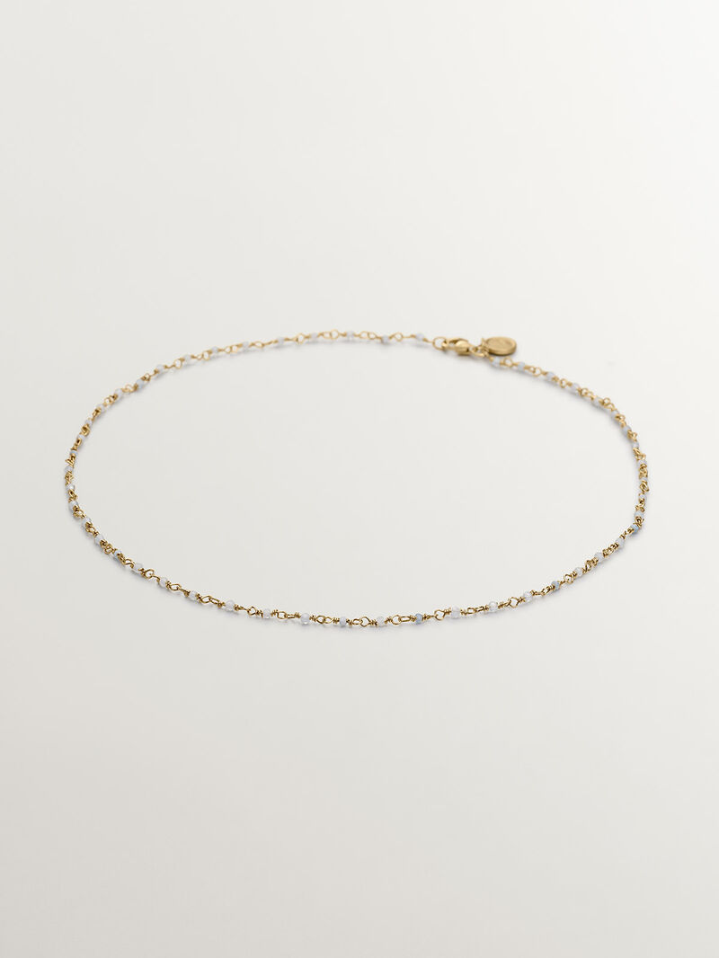 925 Silver chain bathed in 18K yellow gold with aquamarine beads image number 0
