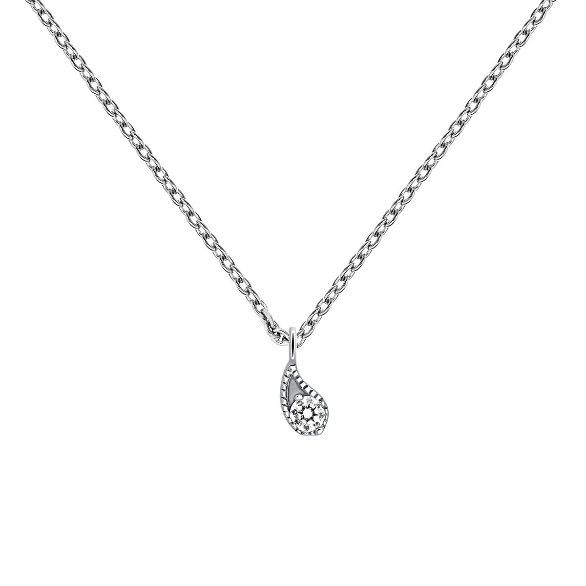Tear pendant in 9k white gold with a diamond , J03397-01, hi-res