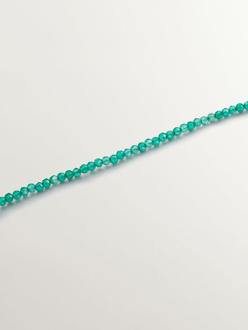 925 Silver necklace bathed in 18K yellow gold with green onyx beads. image number 2
