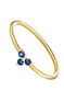 9 kt gold blue sapphire clover ring , J04066-02-BS