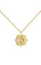 Gold plated silver engraved medal necklace , J04858-02