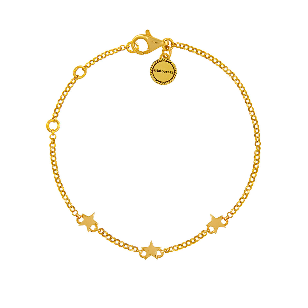 Mini gold plated stars bracelet , J01898-02, hi-res