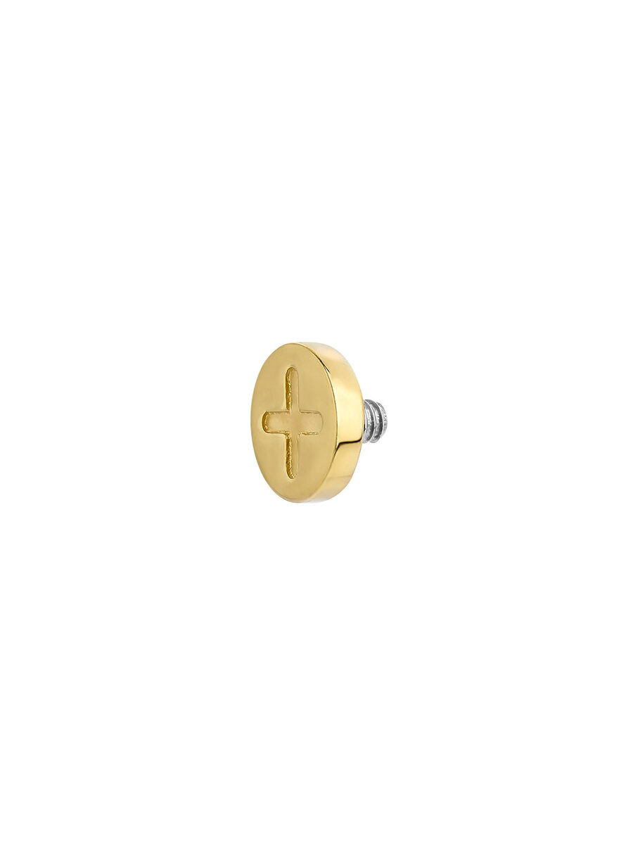 Cross microdermal piercing in 18k gold, J05043-02, hi-res