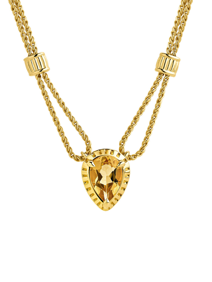 Pendant in 18k yellow gold-plated silver with yellow quartz, J05300-02-CI, hi-res