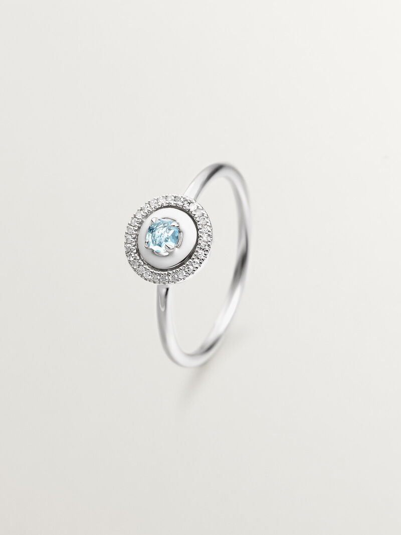 925 silver tresillo ring with black spiners and white topacios image number 0