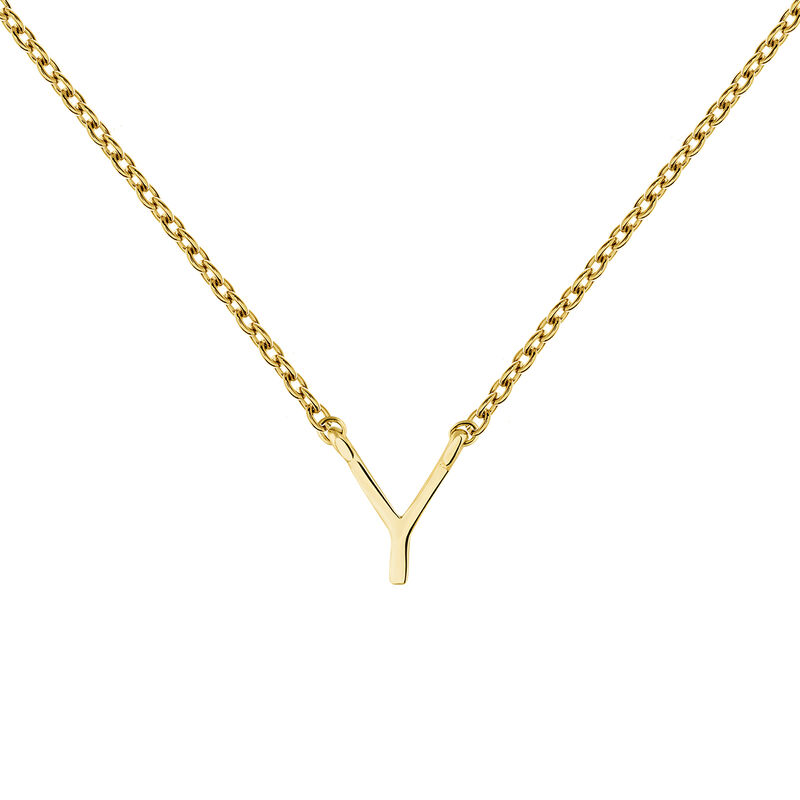 Gold Initial Y necklace, J04382-02-Y, hi-res