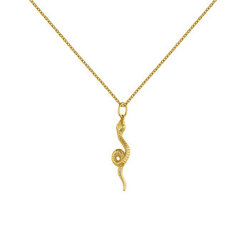 Colgante serpiente enroscada de plata bañada en oro amarillo de 18kt, J04852-02,hi-res