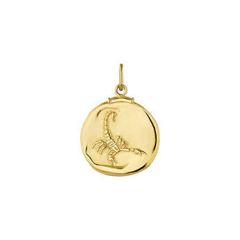 Charm medalla Escorpio de plata bañada en oro amarillo de 18kt, J04780-02-ESC,hi-res
